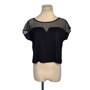 BCBGeneration black sheer detail short sleeves top size XS